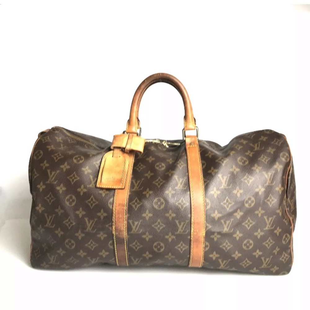 Louis Vuitton Monogram Keepall 50 Boston name tag